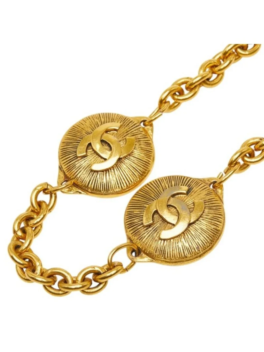 Chanel CC Logo Chain Long Necklace Gold Plated